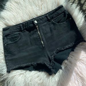 Black Wash Denim High Rise Shorts